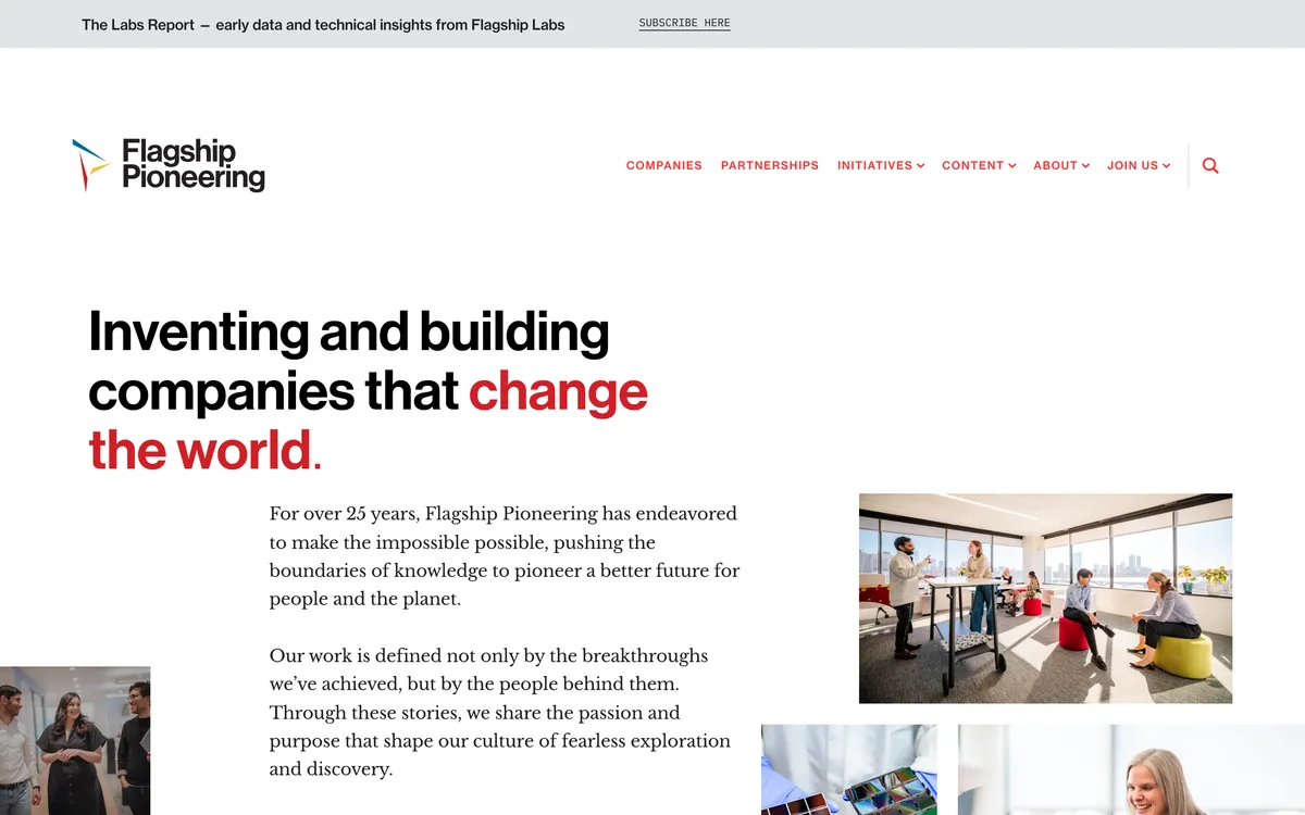 14. Flagship Pioneering homepage