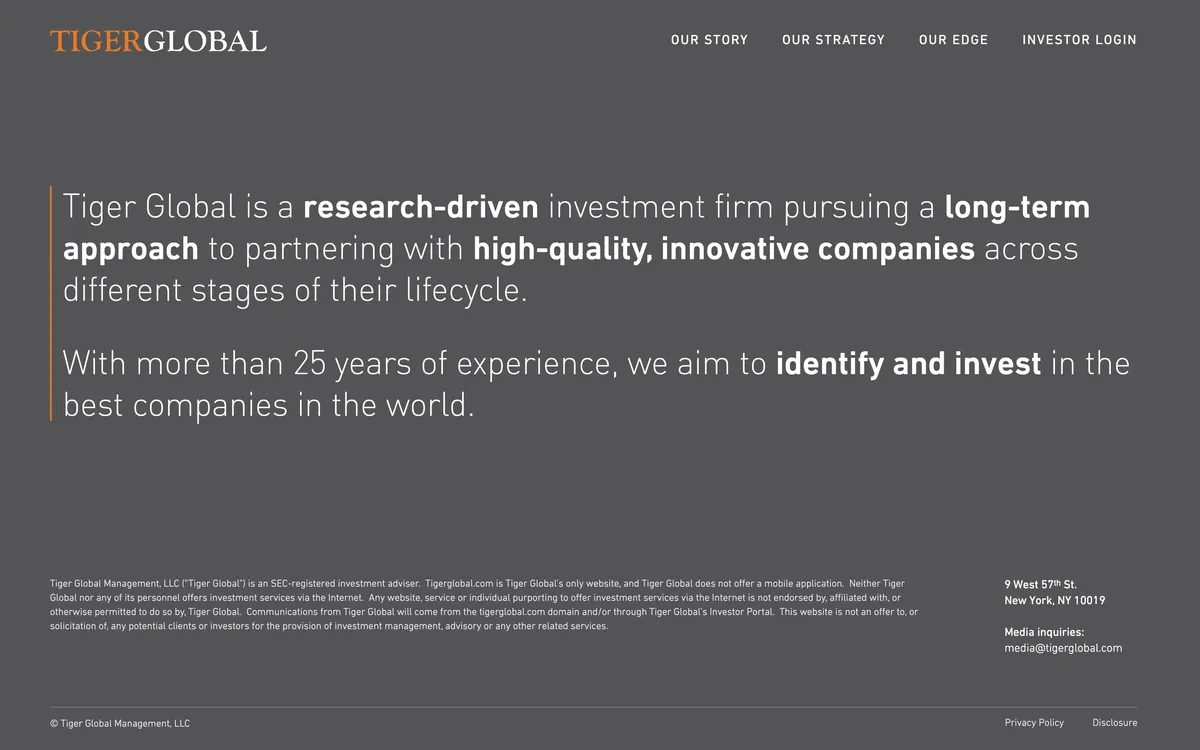 18. Tiger Global homepage