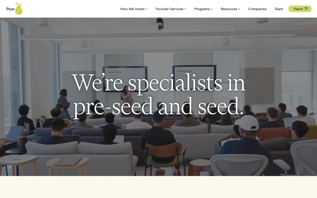 5. Pear VC homepage