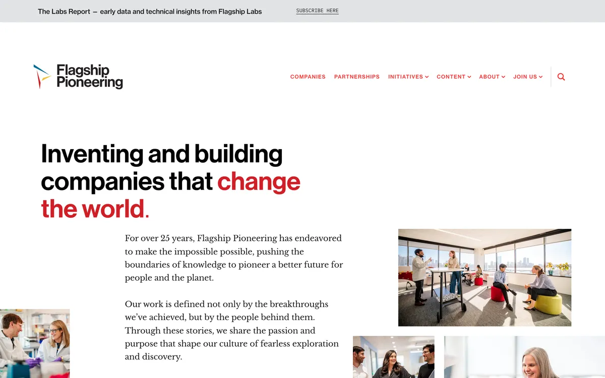 Flagship Pioneering homepage
